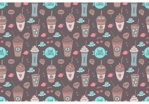 Free Colorful Iced Coffee Seamless Pattern Vector