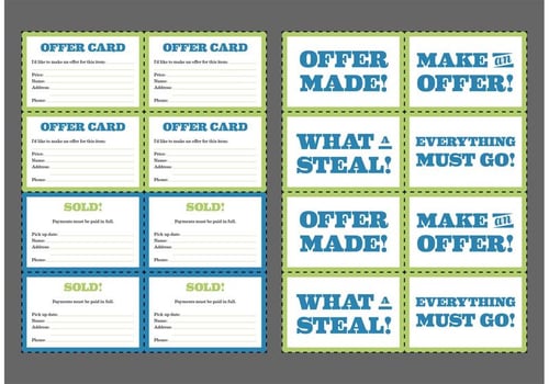 Yard Sale Cards Free Vector
