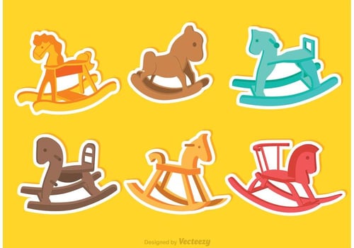 Colorful Rocking Horse Vectors