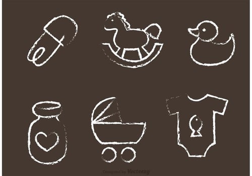 Chalk Drawn Baby Toys Vectors