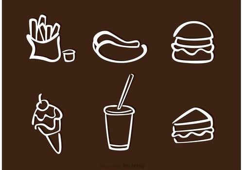White Food Outline Icons Vectors