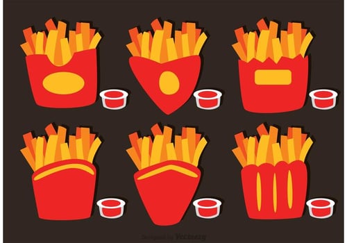 Collection Of French Fries Box Vector