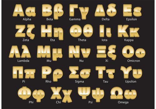 Golden Greek Alphabet Vector 