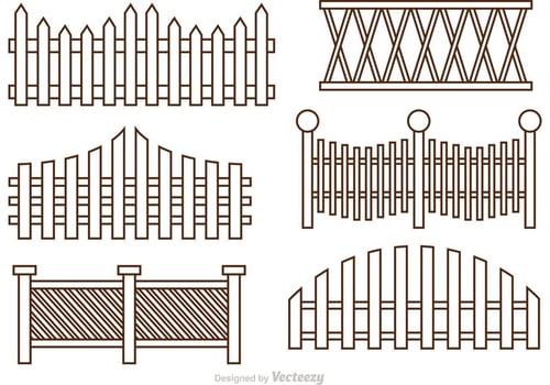 Fence Outline Icons Vector