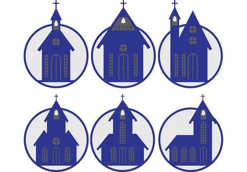 Blue Country Church Vectors