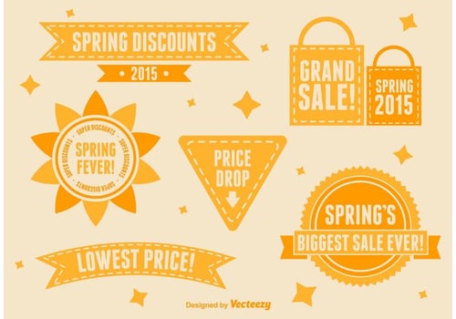 Spring and Summer Sale Sign Vectors