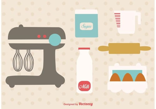 Bakery Retro Kitchen Utensils vector