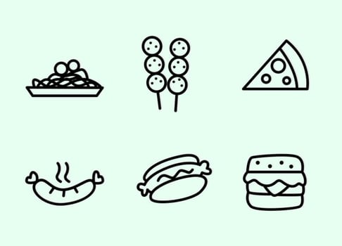 Outlined Food Icons Vectors