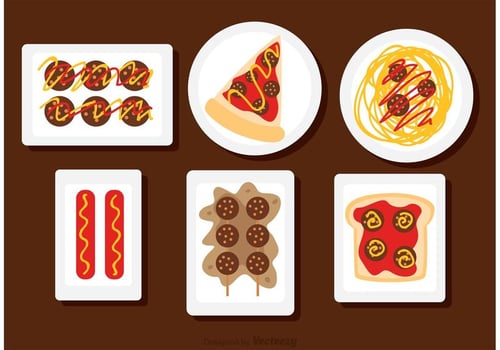 Food On The Plate Vectors