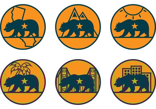 California Bear Vector Icons 
