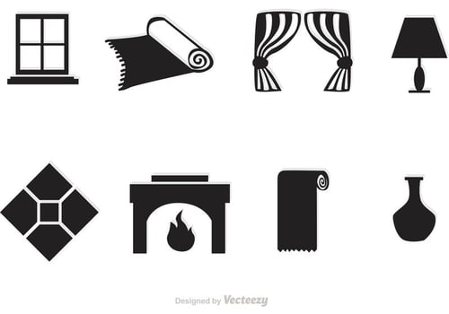 Black Home Interior Vector Icons