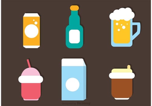 Flat Drinks Icons Vector