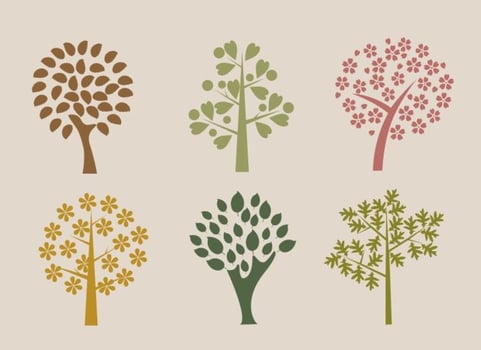 Organic Trees Vector Silhouettes 