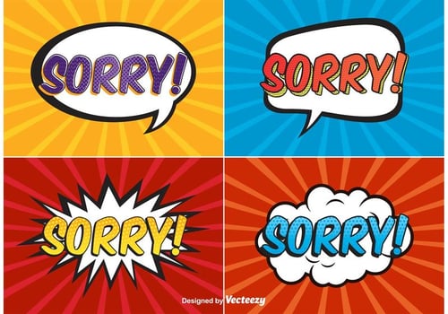 Comic Style Sorry Labels vector