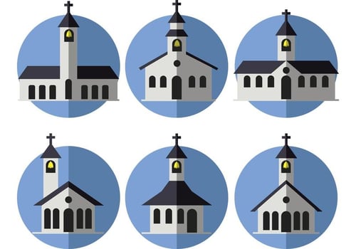 Flat Country Church Vectors