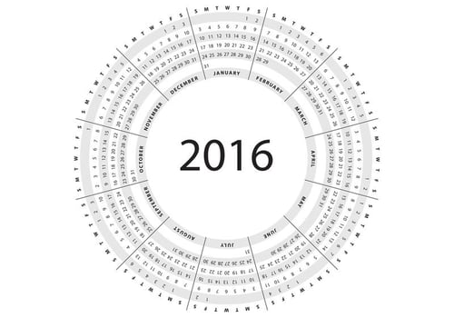 Gray Circular Calendar 2016 Vector