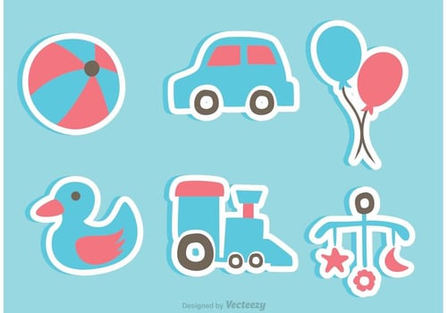 Baby Toys Sticker Icons vector