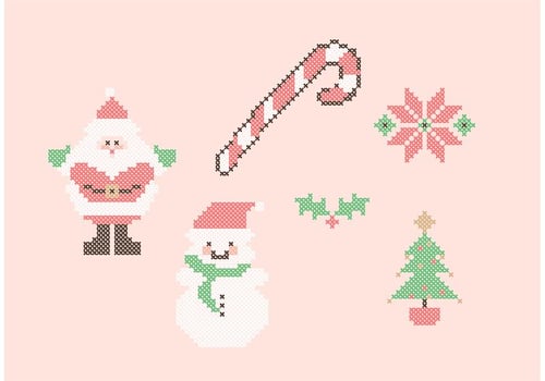 Cross Stitch Christmas Set vector