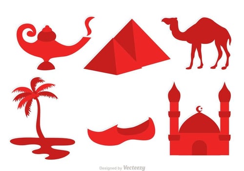 Red Morocco Culture Vector Icons