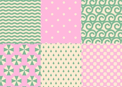 Abstract Pastel Summer Beach and Ocean Pattern Vectors