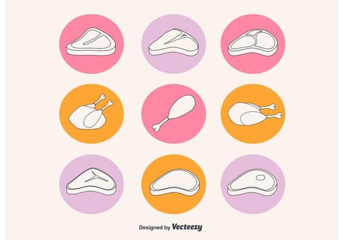 Free Linear Meat Vector Set