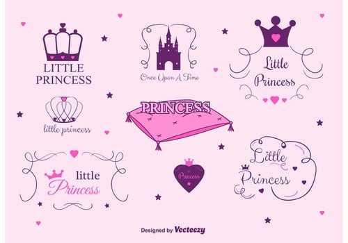 Set of Princess Castle Vector Labels