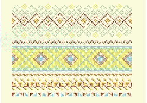 Cross Stitch Pattern Set vector