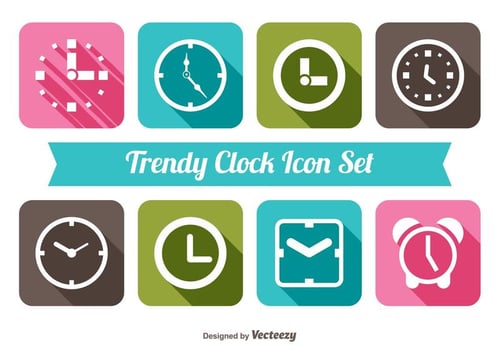 Trendy Clock Icon Set vector