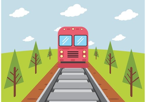 Train On Railroad Vector 
