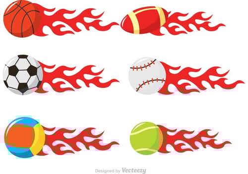 Sport Balls On Fire Vectors