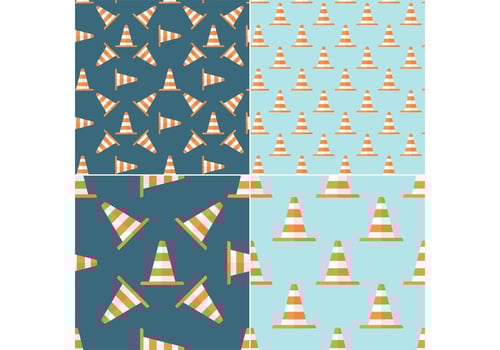 Free Orange Traffic Cone Vector Seamless Patterns