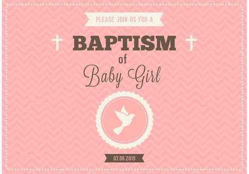 Baby Girl Baptism Vector Invitation