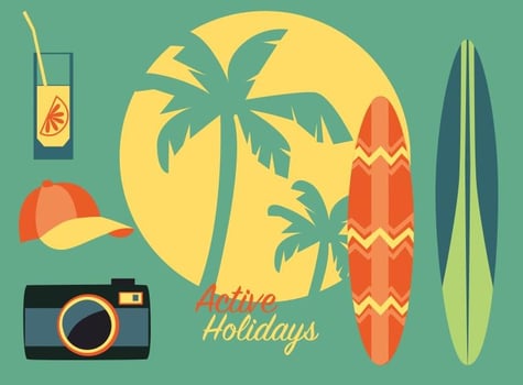 Tropical Beach Summer Icons vector