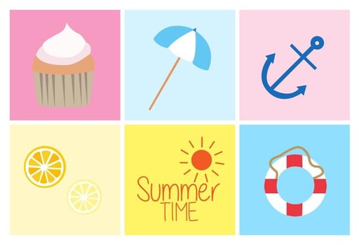 Summer Beach Doodles  vector