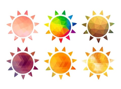 Polygonal Hot Sun Icons vector