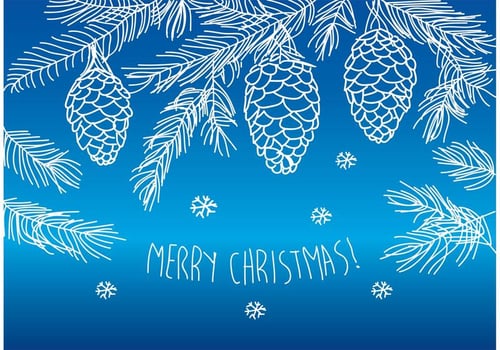 Hand Drawn Merry Christmas Pines vector