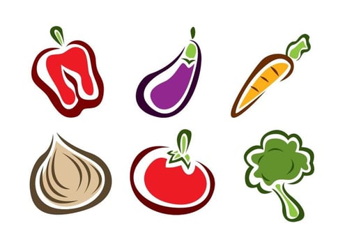 Stylish Vegetable Food Icons vector