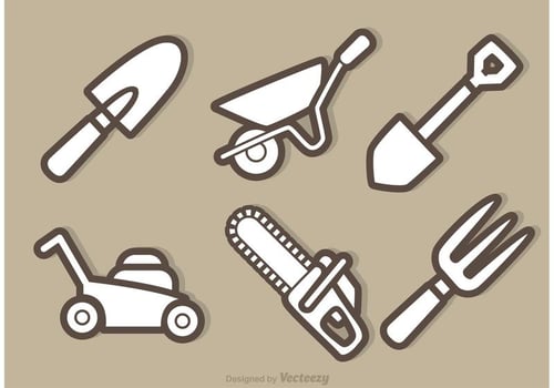 Vector Garden Equipment Outline Icons