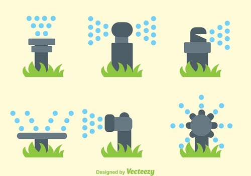 Flat Water Sprinkler System Vectors