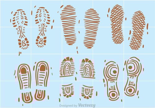 Muddy Footprint In Blue Floor Vectors