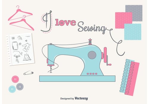 I Love Sewing Set vector