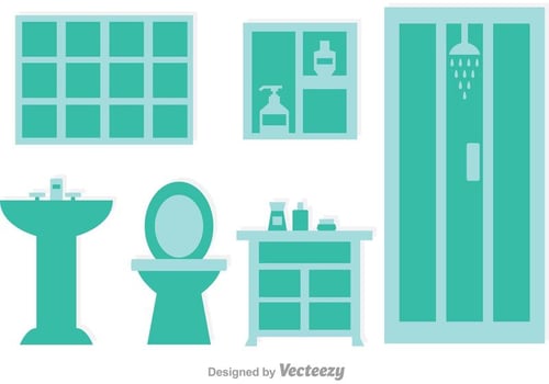 Blue Bathroom Vectors 