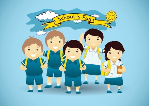 Cute School Children Vector 