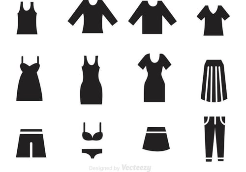 Woman Clothes Black Icons vector