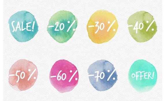 Watercolored Sale Discount Labels vector
