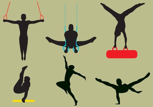 Vector Male Gymnast Silhouettes