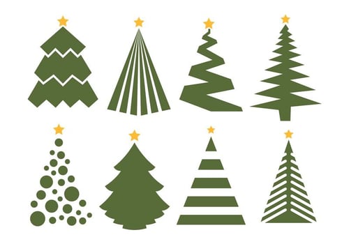 Christmas Tree Vector Set on white background