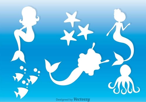 White Mermaids Silhouette vector