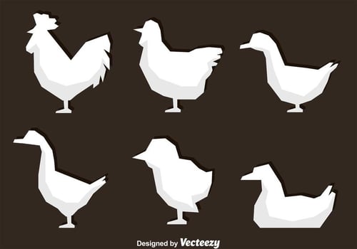 White Polygonal Fowl Icons vector