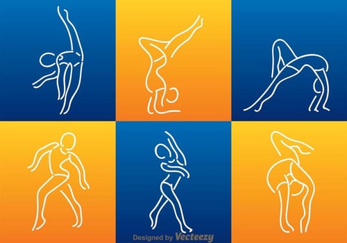 White Line Gymnastics Silhouette vector